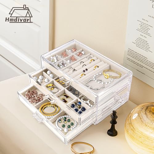 Grey Acrylic Jewelry Organizer with 5 Drawers Q332