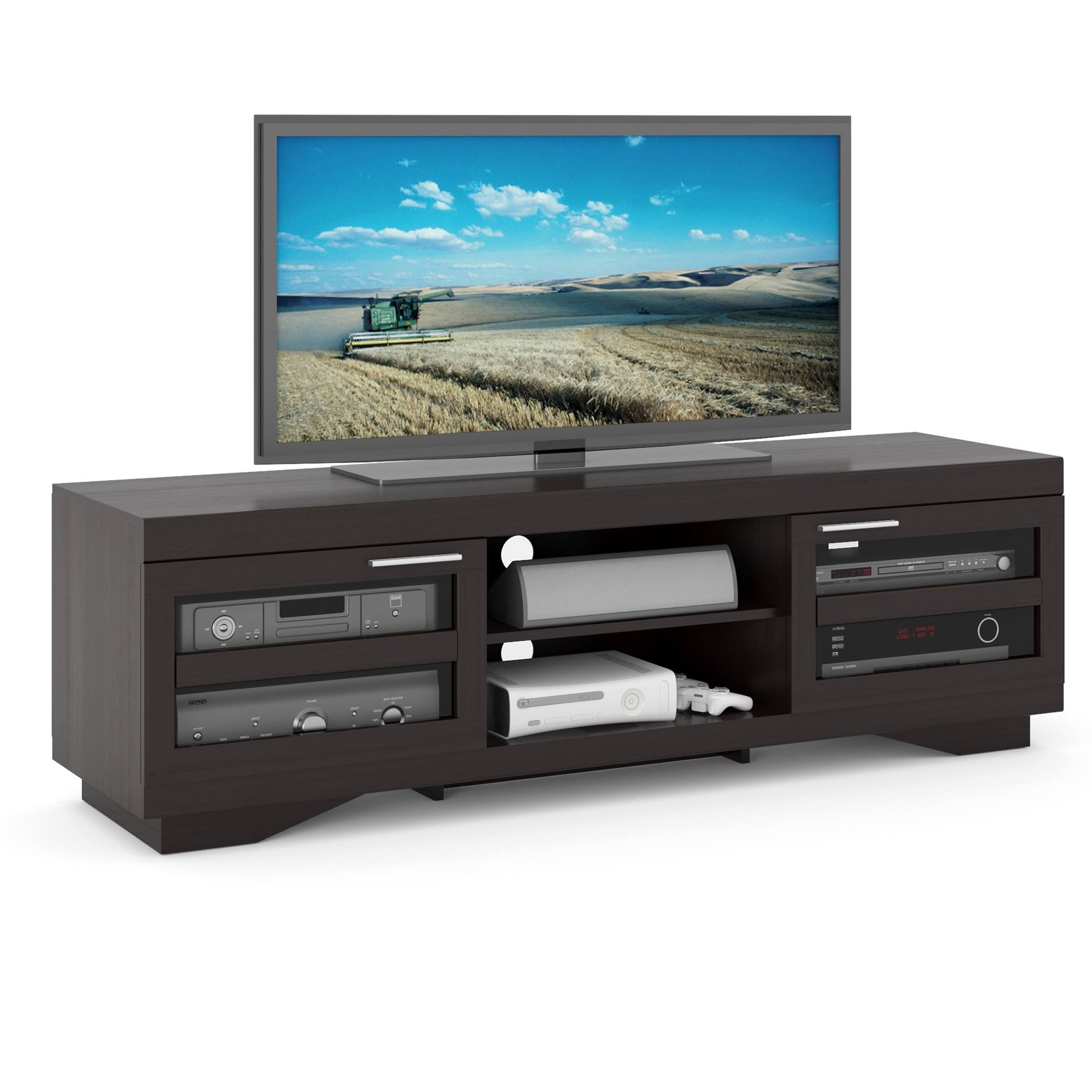 Mocha Black 66-Inch Wood Veneer TV Bench Y36159