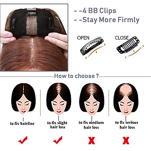 Silk Base Remy Human Hair Topper with 4 Clips T872