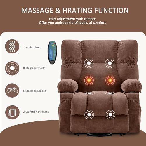 Grey Power Lift Recliner Chair with Massage T418