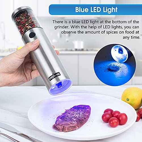 Electric Salt and Pepper Grinder Set, 2 Mills, Rechargeable, Stainless Steel E8555