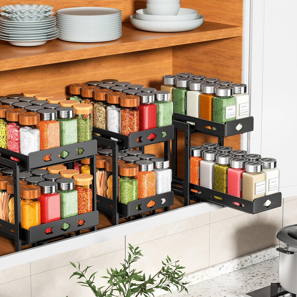 2-Tier Heavy Duty Slide Out Spice Rack, Black V689215