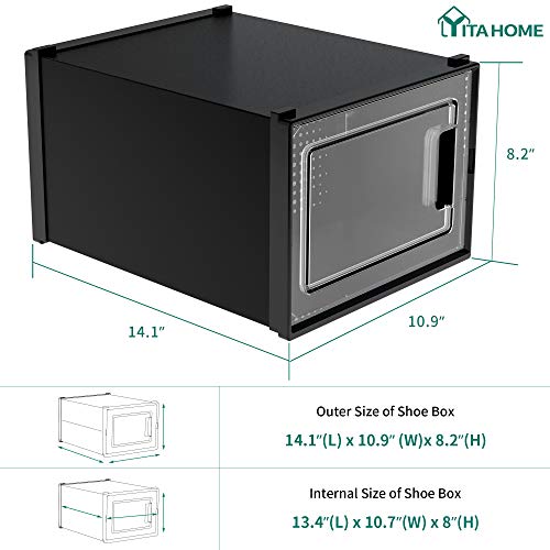 18 Pack Stackable Plastic Shoe Storage Boxes (Black, Medium) B947231