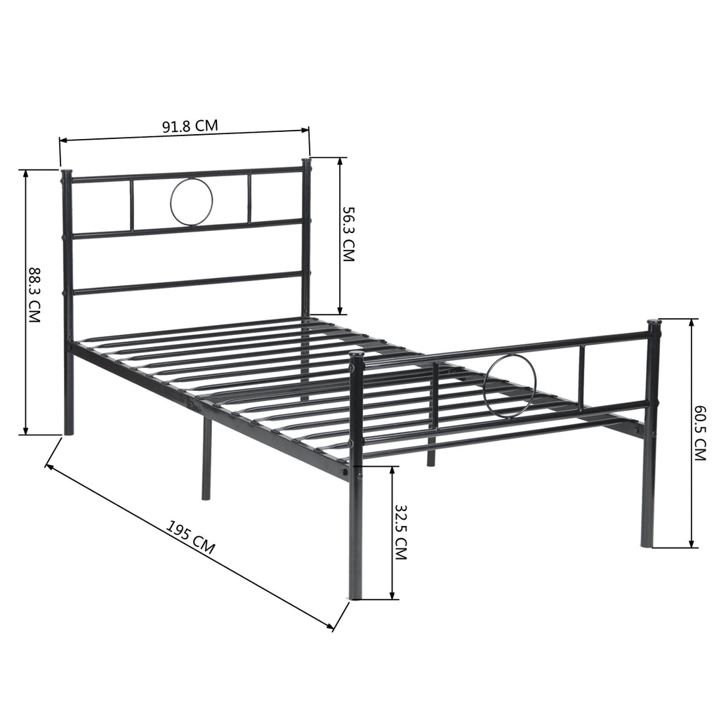Black Metal Single Bed Frame H622