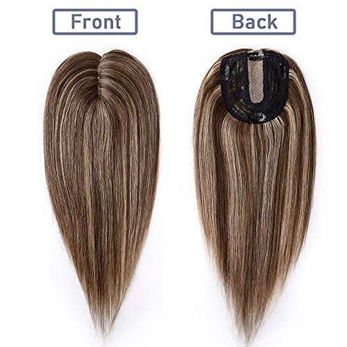 Silk Base Remy Human Hair Topper with 4 Clips T872
