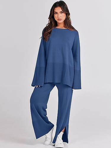 Oversized Knit Sweater Set Wide Leg Pant S148