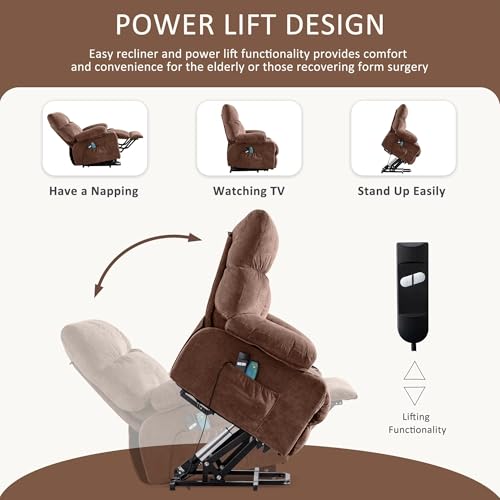 Grey Power Lift Recliner Chair with Massage T418