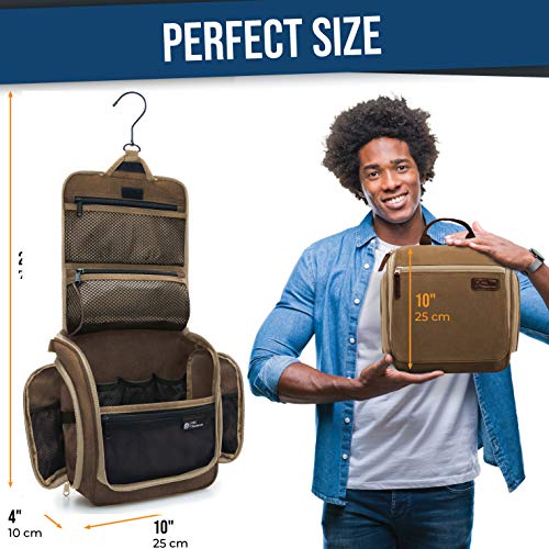Large Hanging Travel Toiletry Bag with 10 Compartments, Water-Resistant Nylon I895