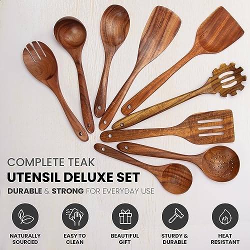30-Piece Natural Teak Wooden Utensil Set G38905