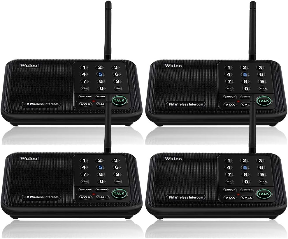 Wireless Intercom System 4 Packs Black 10 Channel 3 Code T472