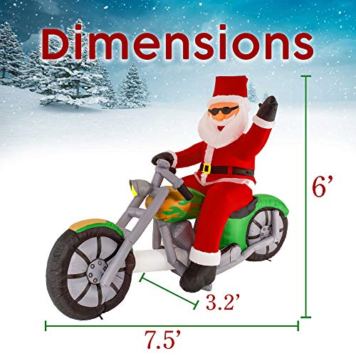 7.5 FT Inflatable Santa Claus Riding a Motorcycle with LED Lights E940