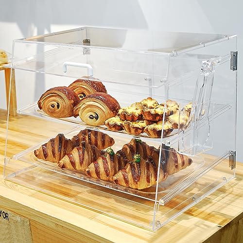 3 Tray Acrylic Pastry Display Case with Serving Tong R6264