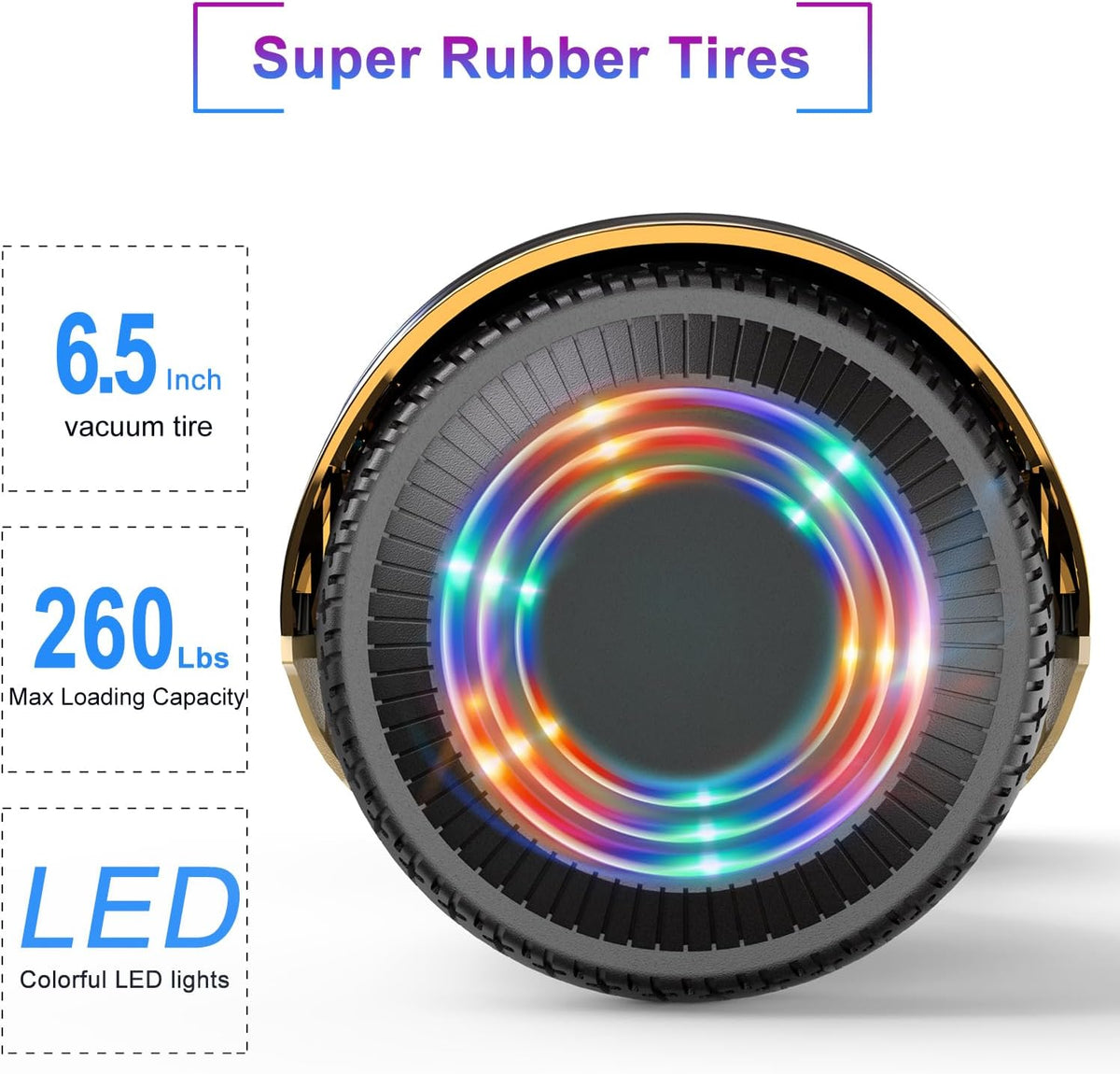 Golden Electric Hoverboard with LED Light L302