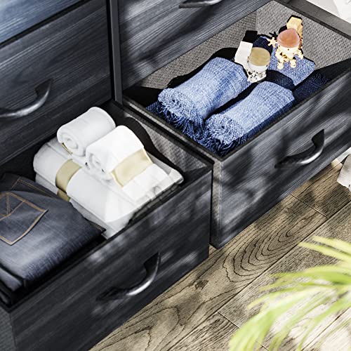 10 Drawer Fabric Storage Dresser with Steel Frame and Wooden Top W6722