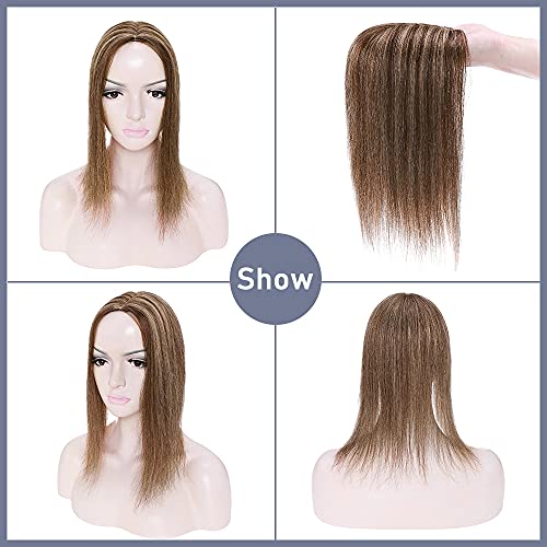 Silk Base Remy Human Hair Topper with 4 Clips T872