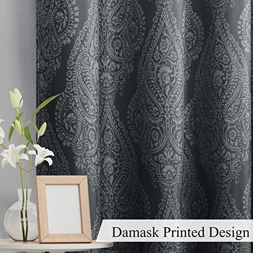 Navy Blue Grommet Curtains, W 42 x L 84 Inch, Set of 2 Panels D526992
