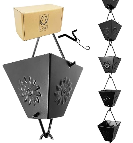 Black Powder Coated Metal Rain Chain K78508