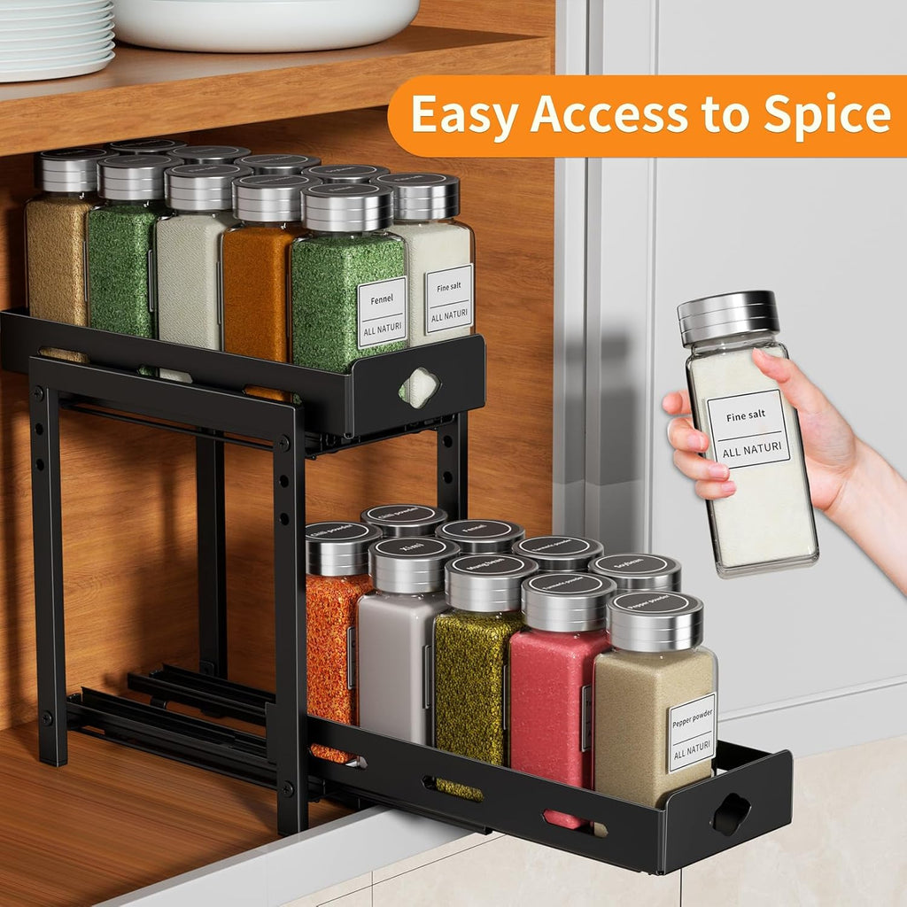 2-Tier Heavy Duty Slide Out Spice Rack, Black V689215