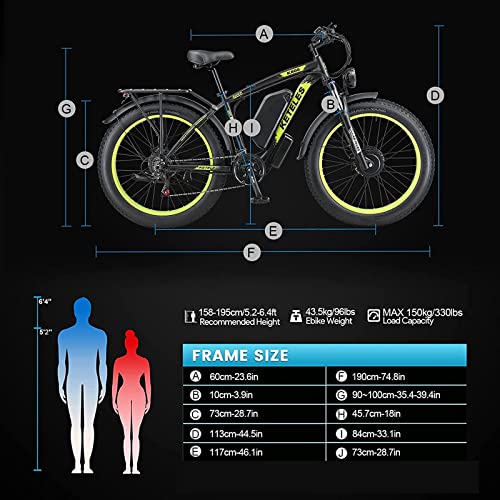 2000W Dual Motor Electric Bike 26" Fat Tire 48V 23AH Removable Battery 35 MPH 21 Speed Hydraulic Disc Brake F636