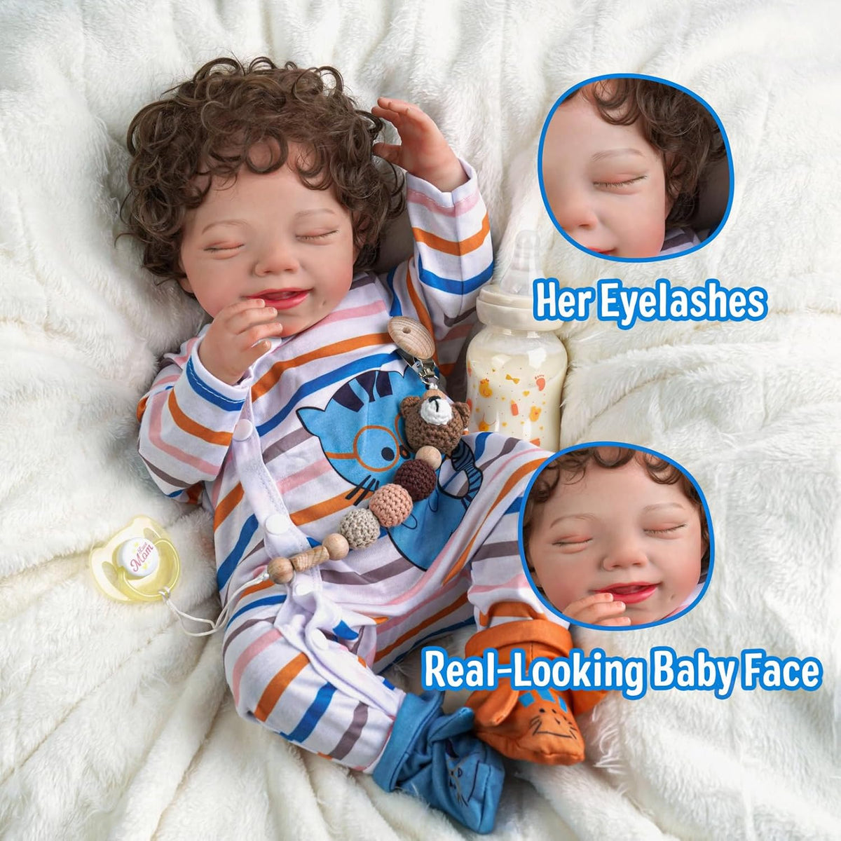 20-Inch Soft Body Reborn Baby Dolls with Toy Accessories W371