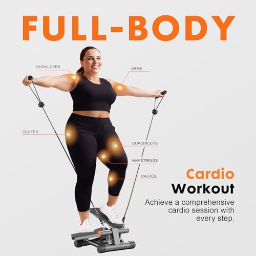 Adjustable Height Stair Stepper with Resistance Bands & LCD Monitor J9959