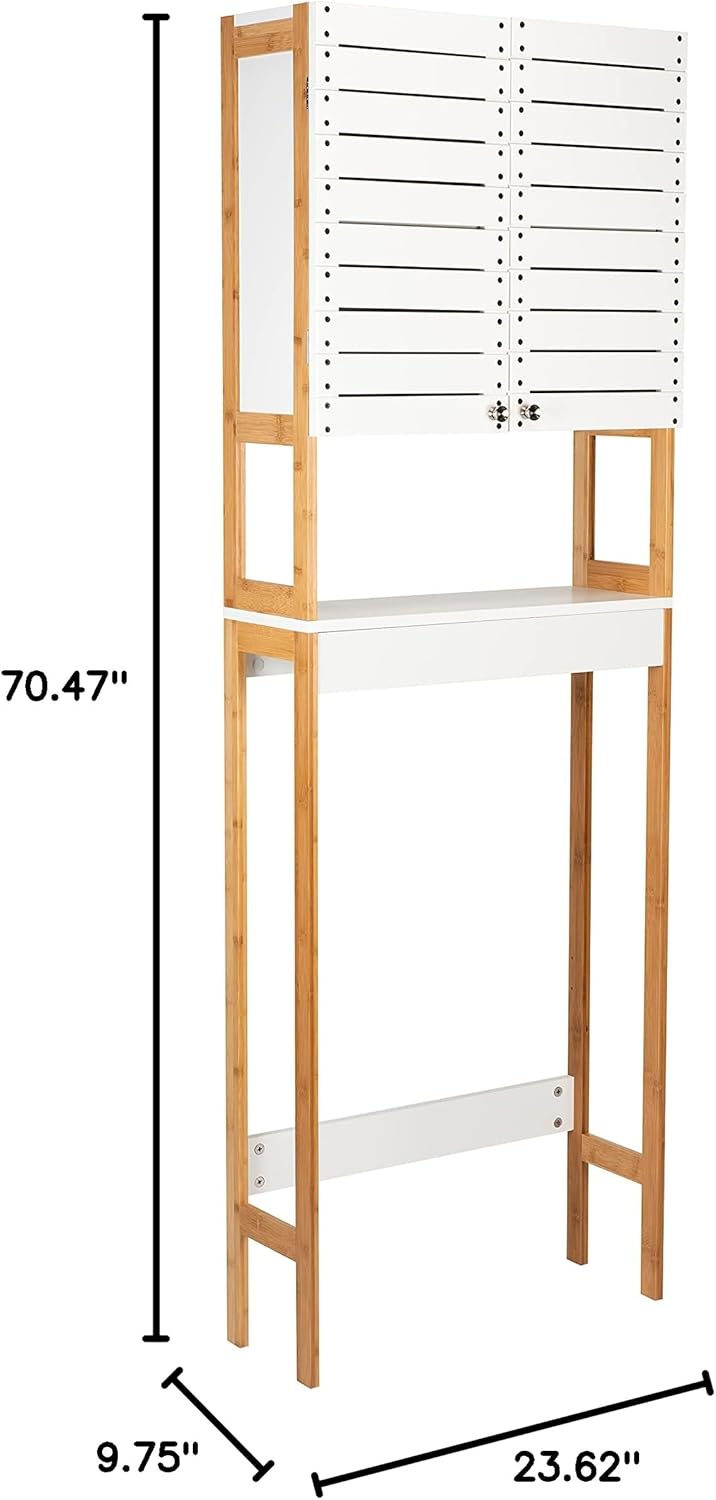 White Bamboo 3 Shelf Over The Toilet Cabinet H73992