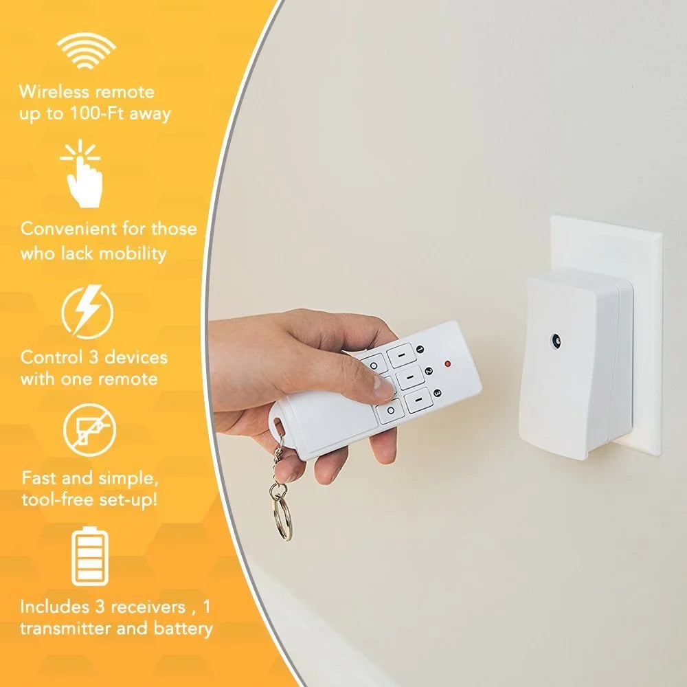 White 3-Pack Wireless Remote Control with 3 Outlets J241384