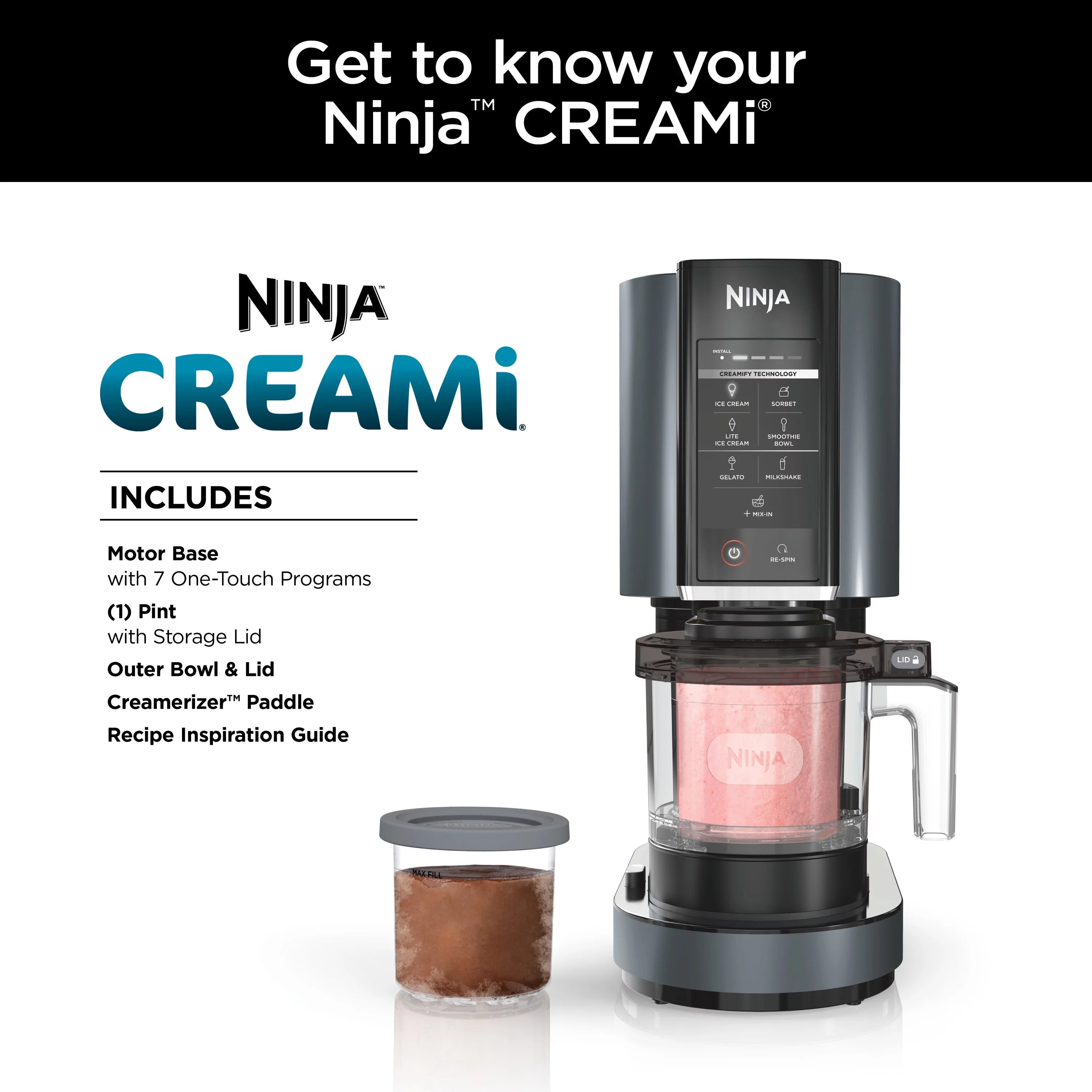 Silver Ice Cream Maker with 7 One-Touch Programs I84326