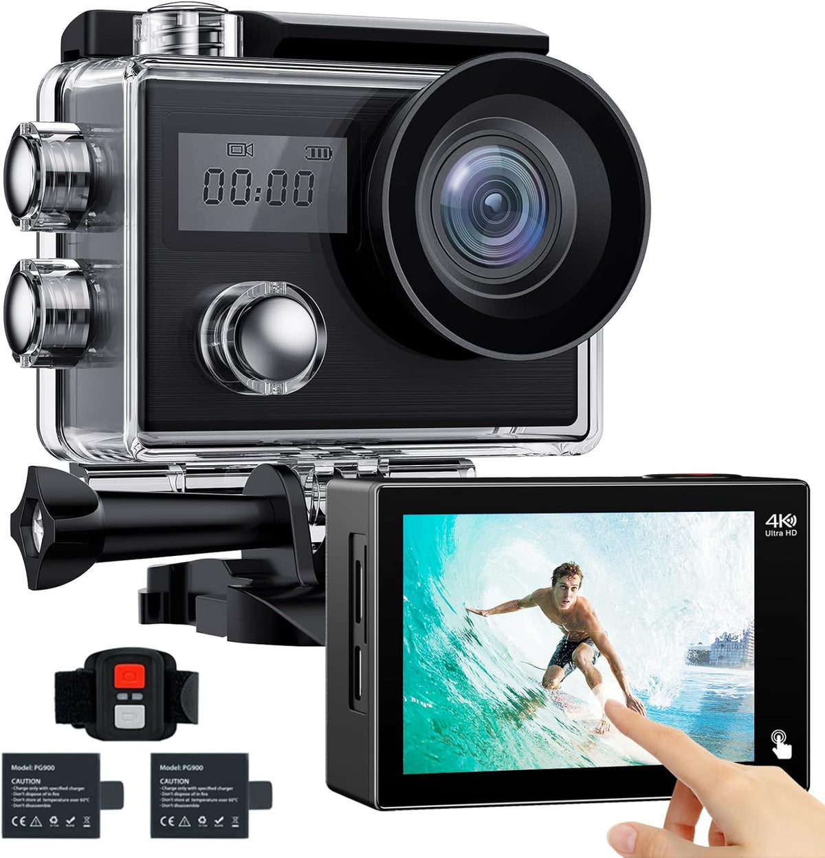 20MP WiFi Waterproof Action Camera with Remote Control and 2 Batteries R206