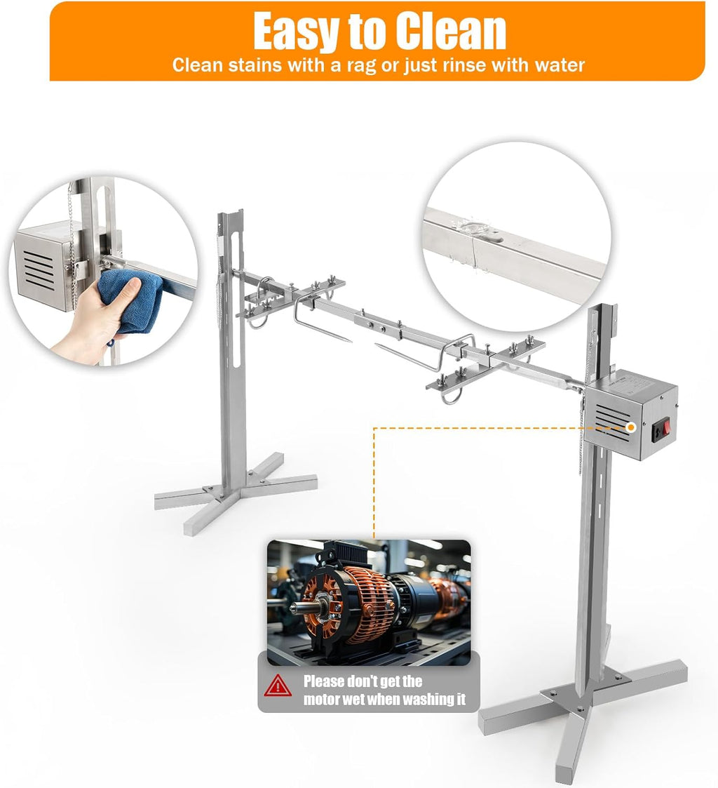 53" Electric Rotisserie Grill with Adjustable Height Stainless Steel U965