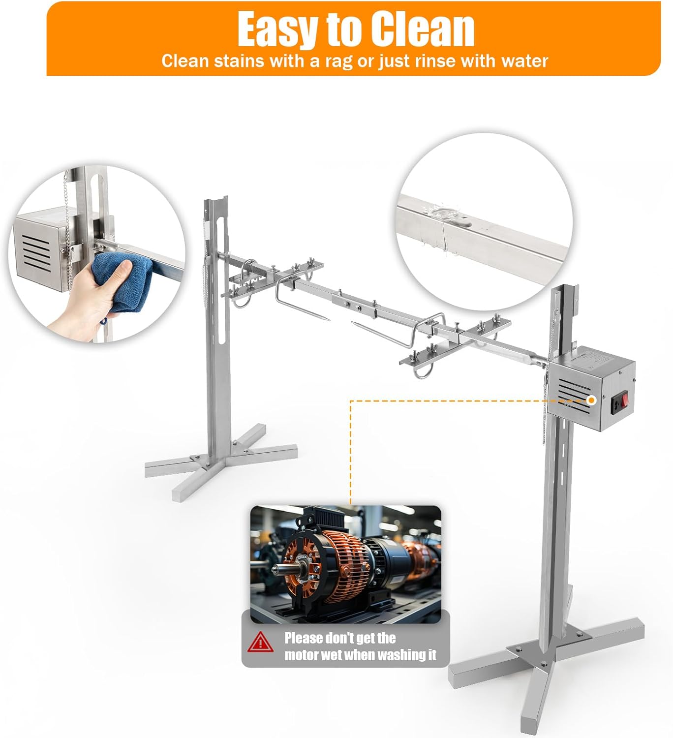53" Electric Rotisserie Grill with Adjustable Height Stainless Steel U965