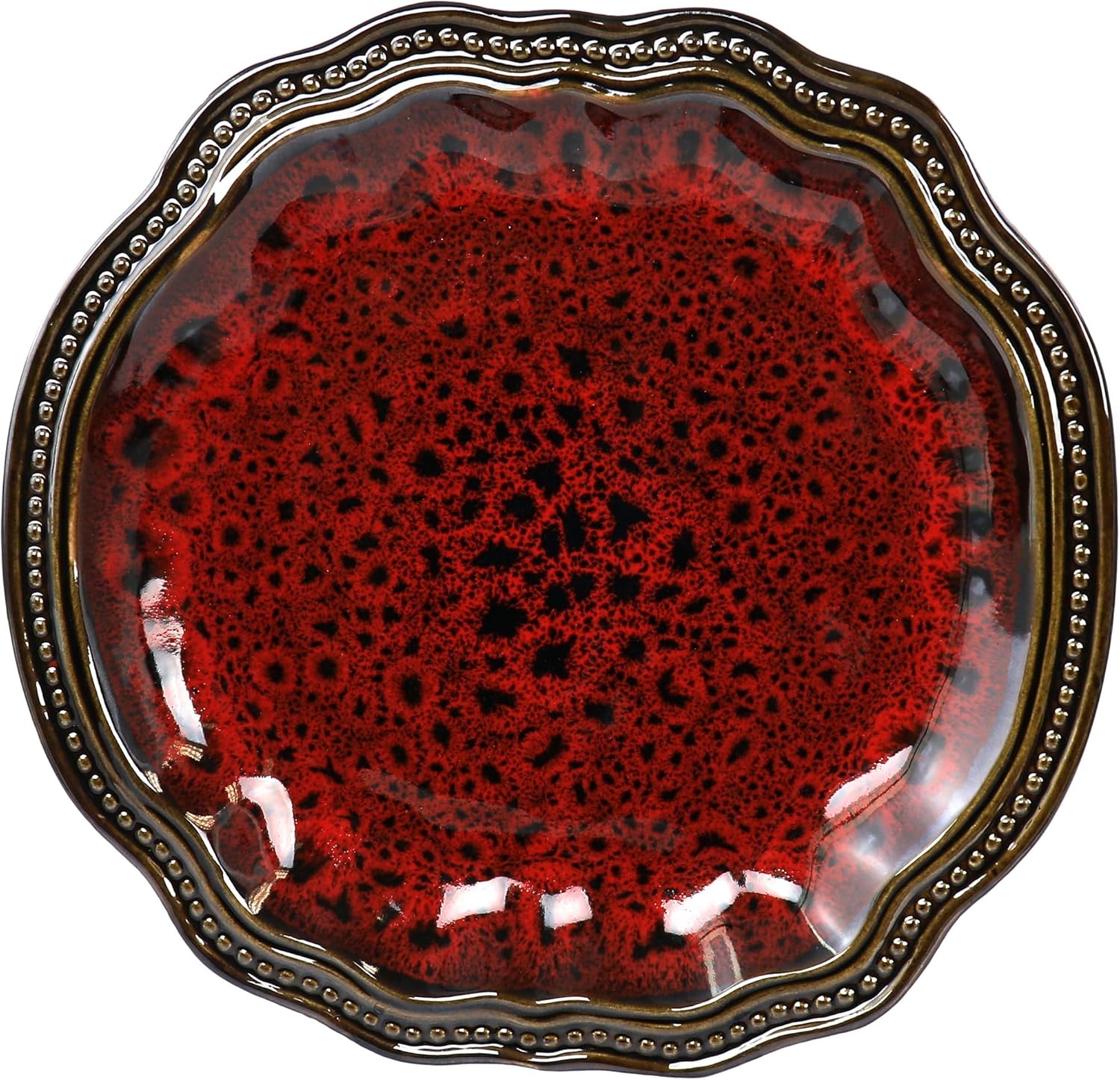 6 Piece Stoneware Dinner Plate Set Red B6918