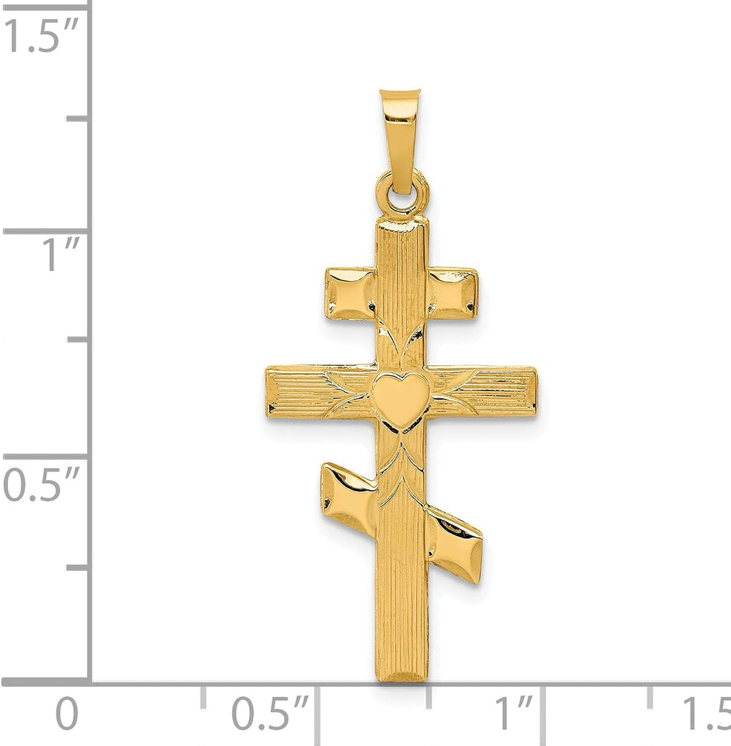 14k Yellow Gold Eastern Orthodox Cross Pendant I781