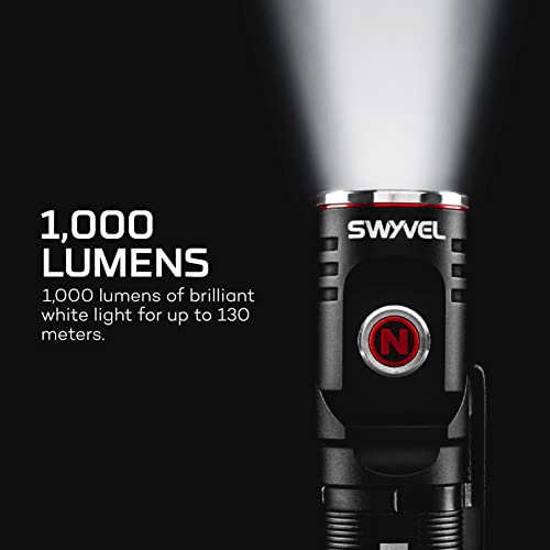 Compact LED Flashlight with Swivel Head, Magnetic Base, Rugged Aluminum Construction K350541