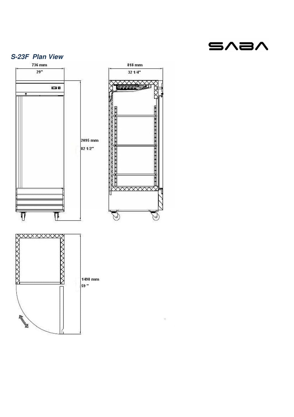 23 cu ft Stainless Steel Solid Door Upright Reach-in Freezer D264148