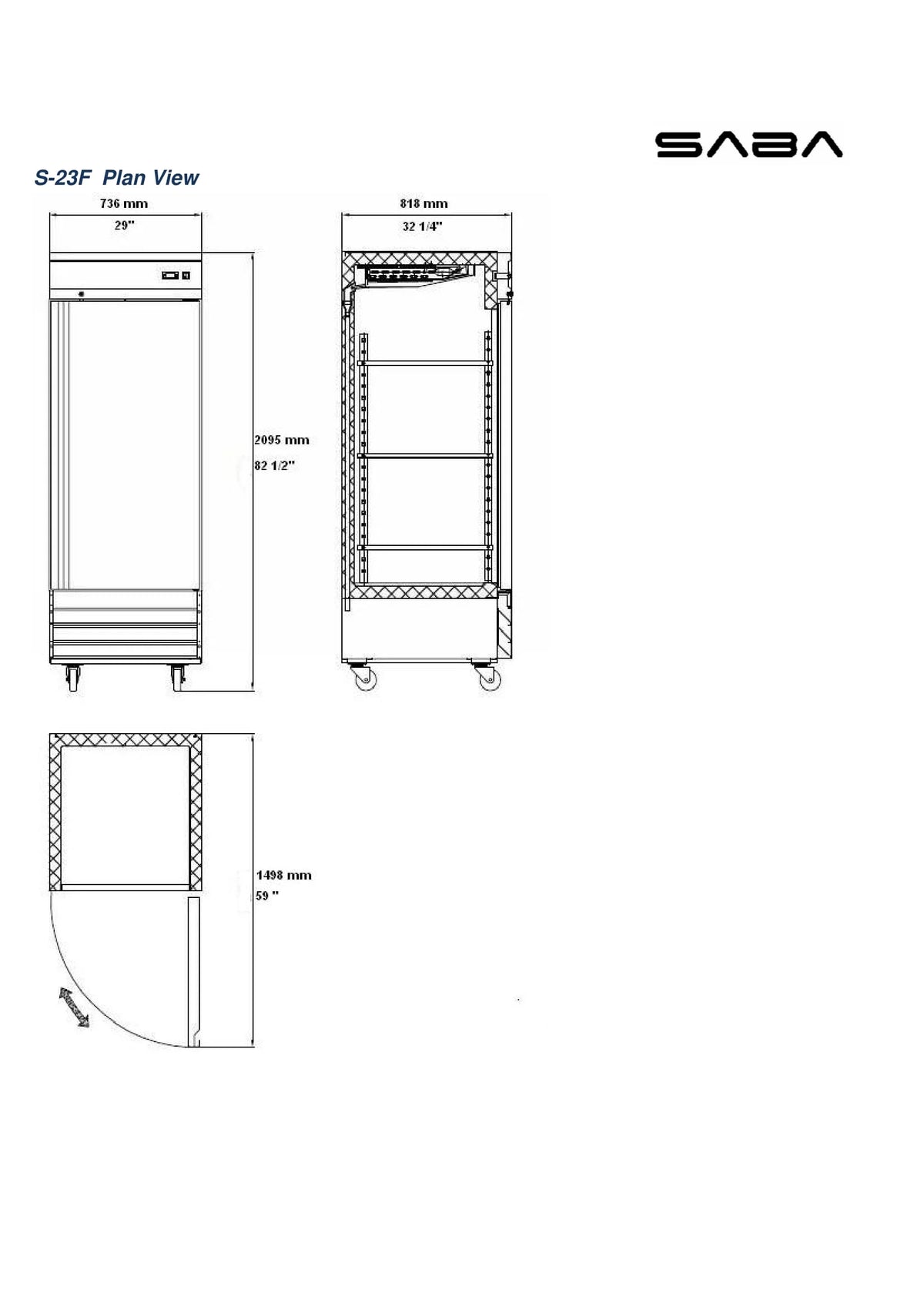 23 cu ft Stainless Steel Solid Door Upright Reach-in Freezer D264148