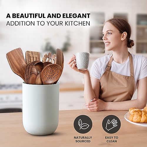 30-Piece Natural Teak Wooden Utensil Set G38905