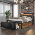 Black Full Bed Frame with Storage Headboard and Drawers W203