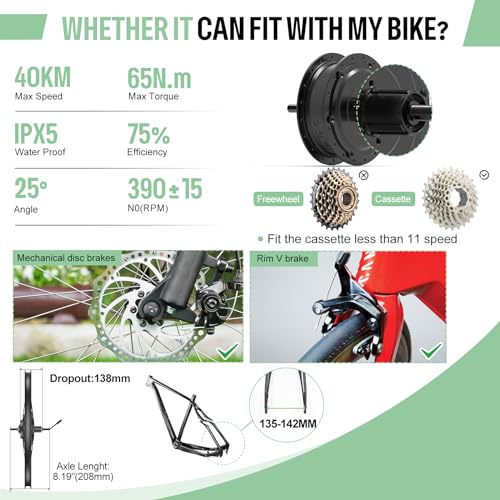 48V 500W/750W Rear Hub Motor Kit Electric Bike Conversion Kit Q75329