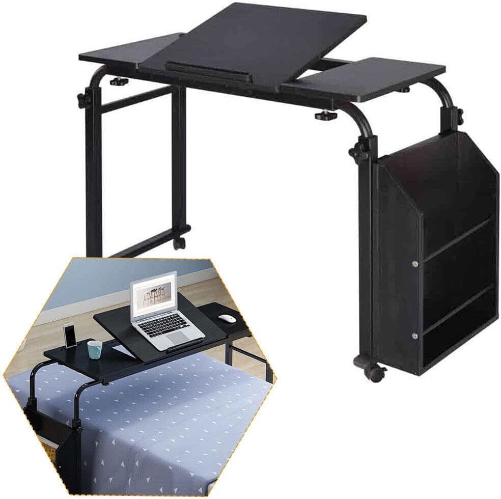 Adjustable Height Length Overbed Table with Wheels and Tilt Tabletop M435