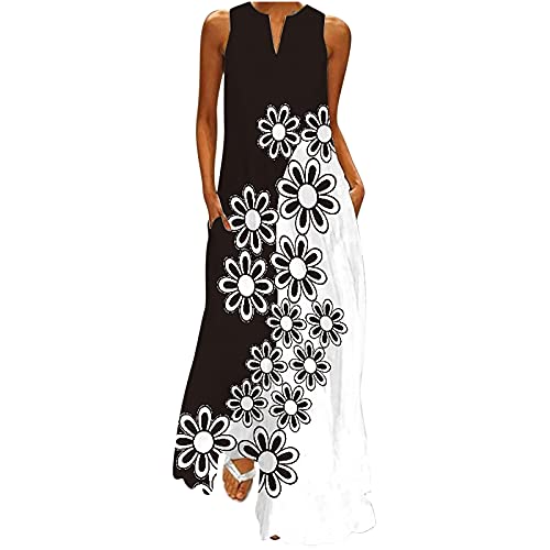 Sleeveless V Neck Loose Maxi Dress with Pocket P47150