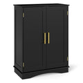 Black 31.5" H Floor Storage Cabinet with 2 Doors and Adjustable Shelves D768340