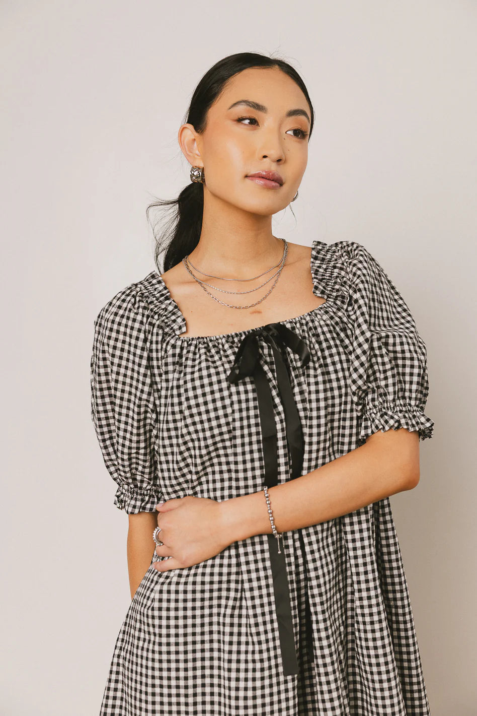 Black Gingham Mini Dress S660