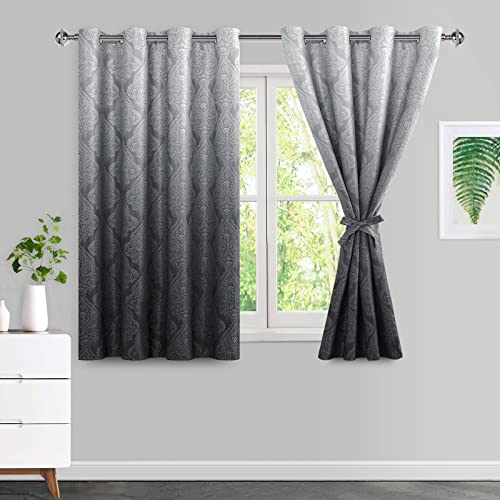 Navy Blue Grommet Curtains, W 42 x L 84 Inch, Set of 2 Panels D526992