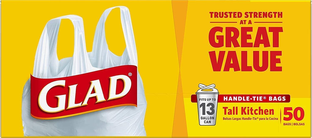 Tall Kitchen Trash Bags 13 Gallon White 50 Count Pack of 2 K516500