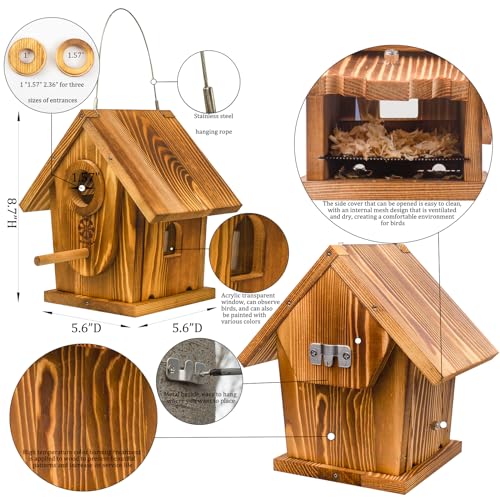 Carbonized Solid Mortise & Tenon Bird House DIY Kit A656