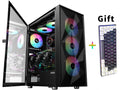 Black ATX Mid Tower Gaming Computer Case with Tempered Glass and 4 ARGB LED Fans T493