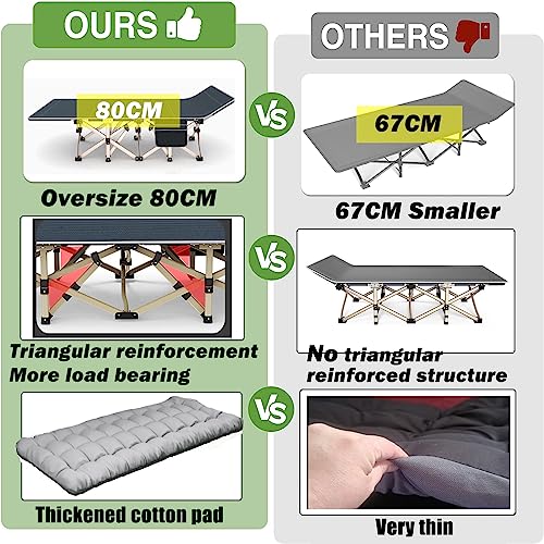 Oversize 31.5in Width Folding Camping Cot with Pad and Carry Bag S7263