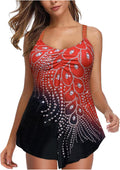 Red Tankini Swimsuits with Long Shorts I4776