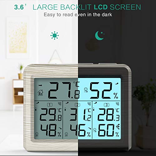 White Wireless Digital Hygrometer Thermometer with 3 Sensors D196